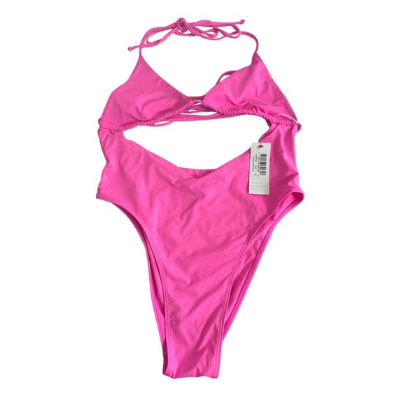 NWT Frankies Bikinis Gemma One Piece Wrap Swimsuit Knockout Pink Size S - Picture 4 of 12